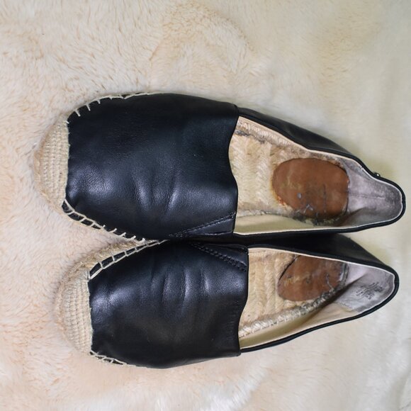 Sam Edelman Lynn Black Leather Espadrille Flats Size 8.5 Slip On Boho Shoes - Picture 10 of 14